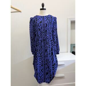 Vintage Murray Meisner purple and black graphic long sleeve dress size 12